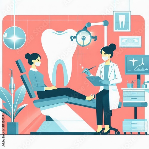 A woman in a dentist chair