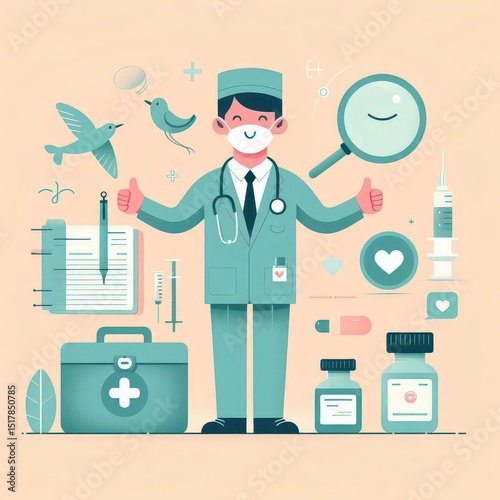 A doctor with a mask and a stethoscope