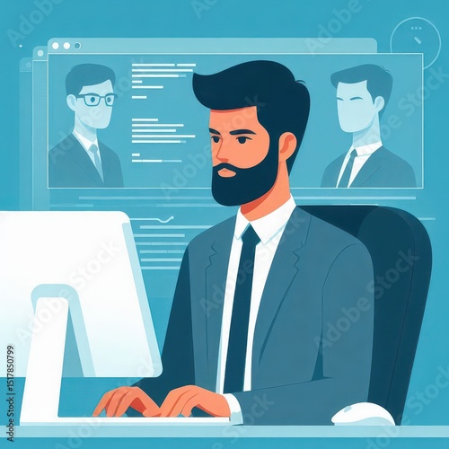 A man sitting at a computer
