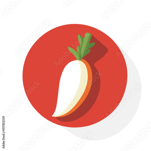 My Simple flat 2D icon whole radish isolated on transparent background, vector, flat design, animation design, vector, flat design, animation design, simple flat 2D icon, minimalist design