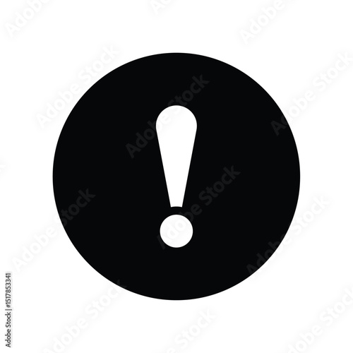 Exclamation mark icon, Warning symbol, alert sign, caution icon, attention symbol, notice badge, urgent element, vector illustration.
