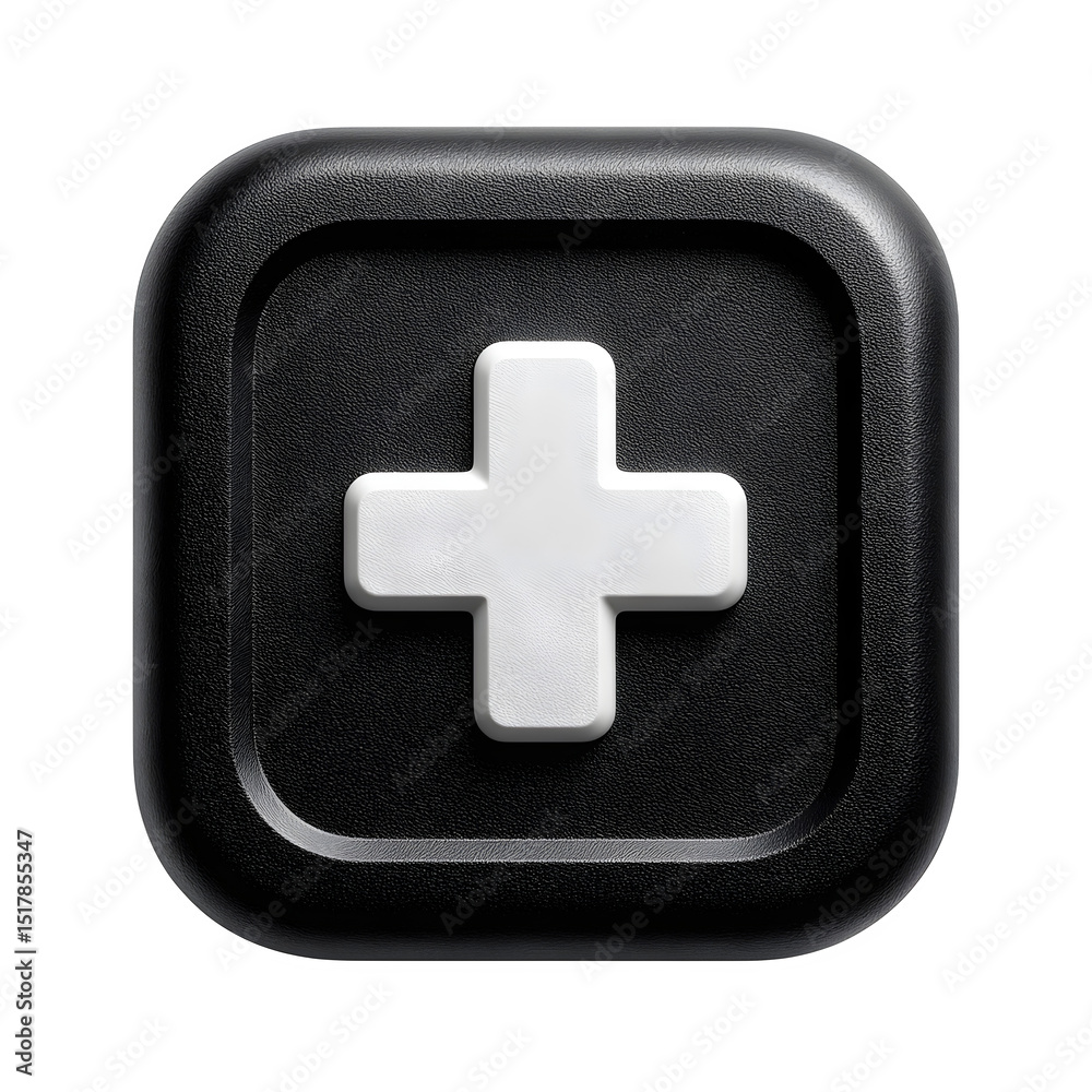 Obraz premium Plus icon with bold strokes and soft corners, simple UI style