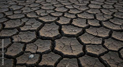 Cracked Earth Texture Dry Soil Drought Arid Land Environmental Background