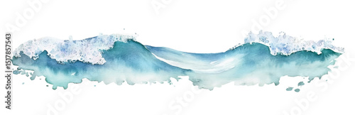 Abstract watercolor ocean water wave isolated with aqua splash vector illustration
