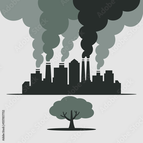 Air Pollution and Deforestation Concept Vector Illustration