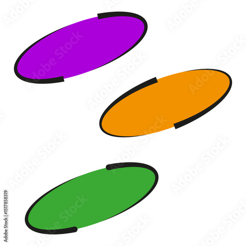 Colorful oval shapes. Abstract ellipse elements. Bright vector symbols. Modern design forms.