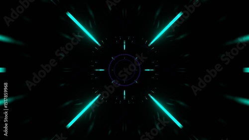 Turquoise and Purple Stobe Tunnel Path of Neon Background VJ Loop in 4K