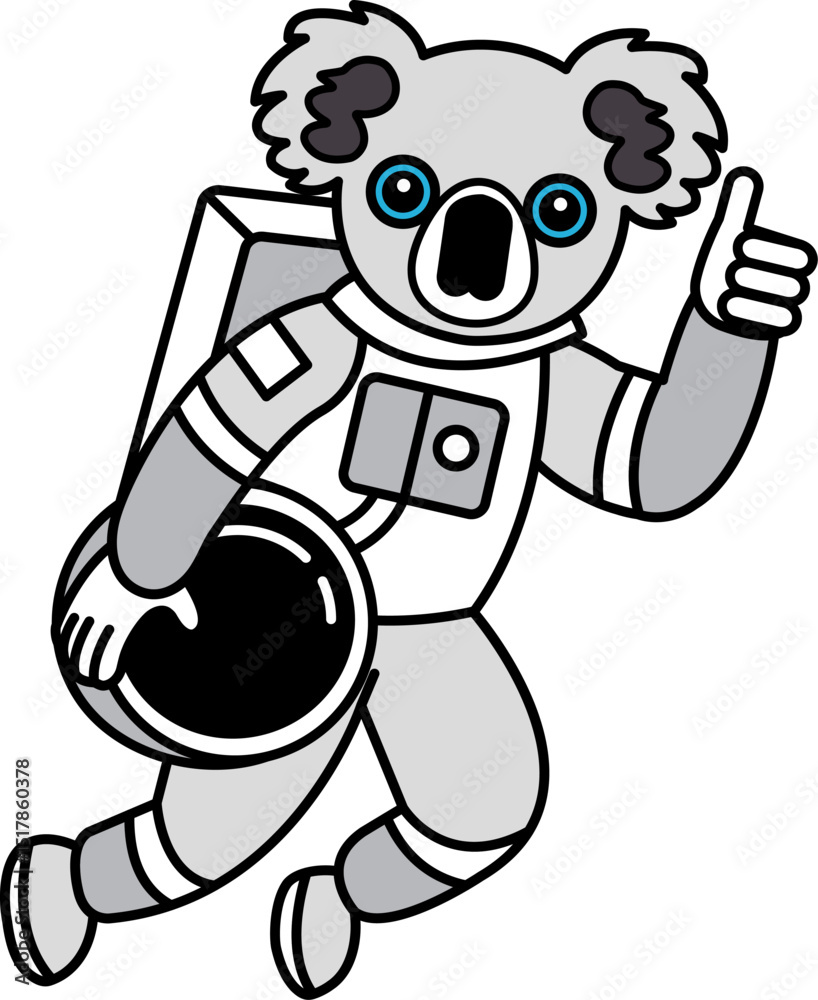 Obraz premium a koala in a spacesuit with a thumbs up