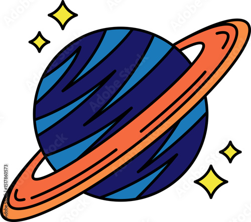 illustration of a planet with rings