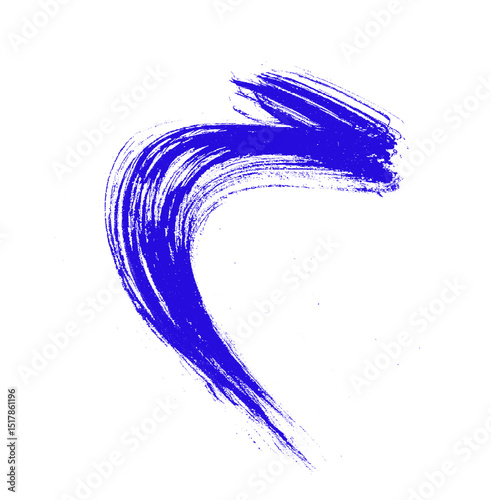 Dynamic blue acrylic paint stroke on clean white background.