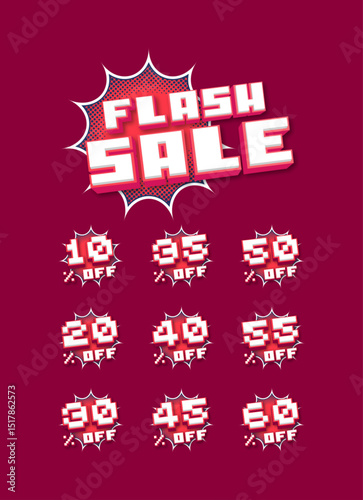 Discount sale tags with editable text effects
