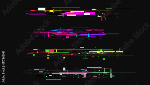 Glitch effect texture. Vector elements set