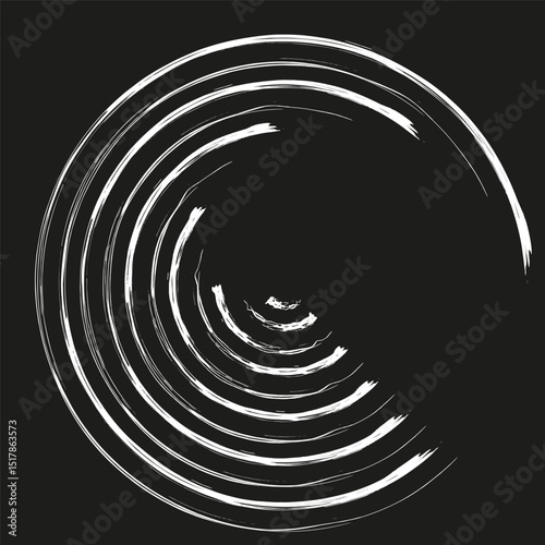 Spiral circle icon. Black curved shape. Vector swirl form. Segment line figure.