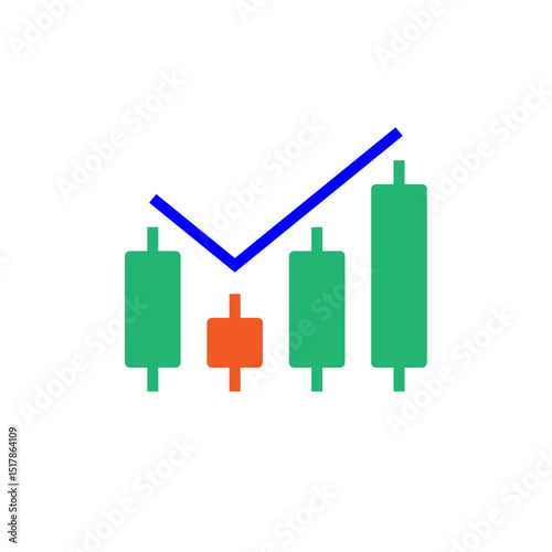 A financial stock market candlestick chart. stock trading candles. financial chart, market trends, investment growth, trading signals, forex market, cryptocurrency trading. Vector illustration concept