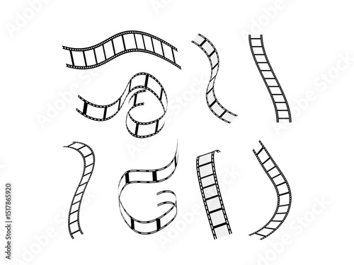 Movies Film background with Film roll. Film Strip icon. Black filled vector illustration