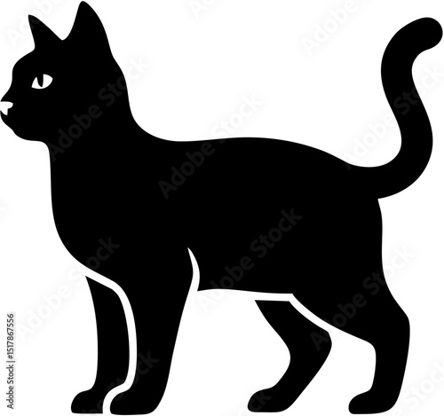Elegant Black Cat Silhouette A Vector Illustration