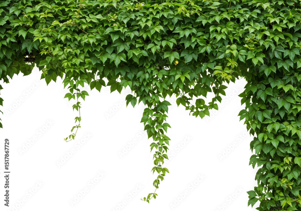 Fototapeta premium Green ivy vine border isolated on transparent background