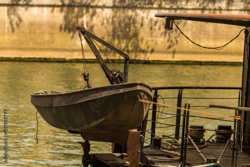 old fishing boat at sunset
