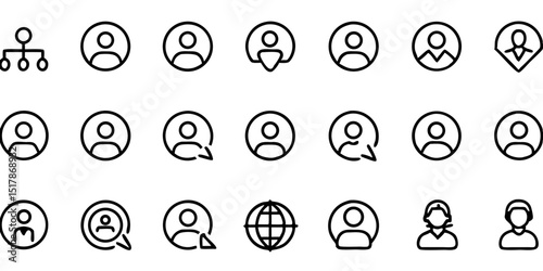 Small Contact Us Set of Web Icons in Line Style with Transparent Background

