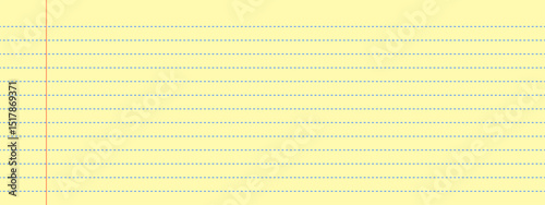 Legal yellow paper, old note sheet paper with dashed lines vector illustration