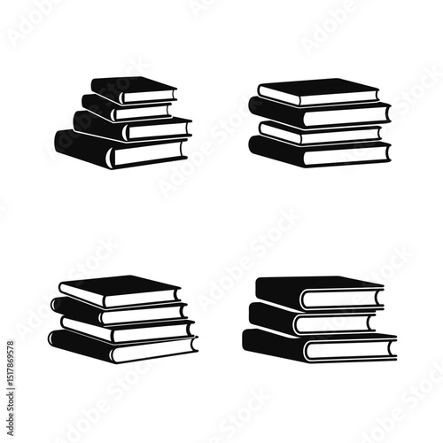 stack of books silhouette vector, book black symbol