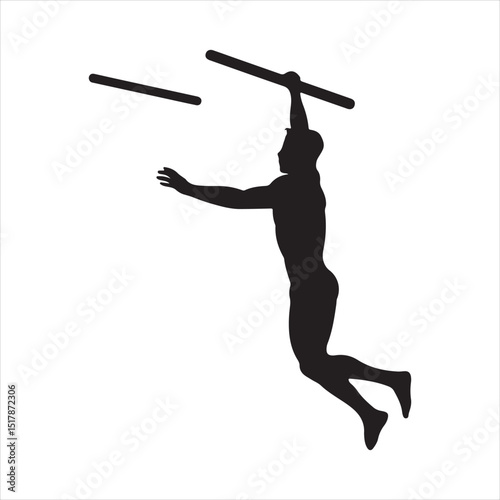 Dynamic Javelin Thrower: Male Athlete in Mid-Air, Olympic Track and Field Sport

