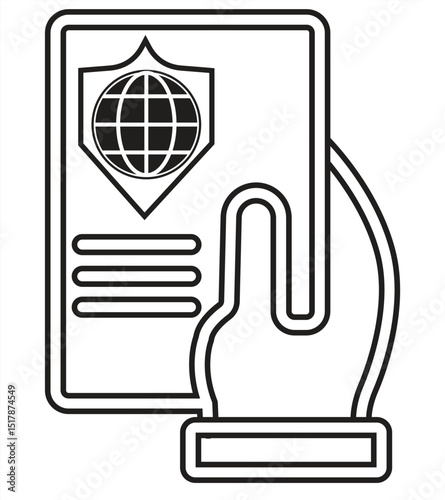 Visa icon, for travel documentation, simple element, can be used for web, mobile, UI , eps 10 on white background, vector illustration.