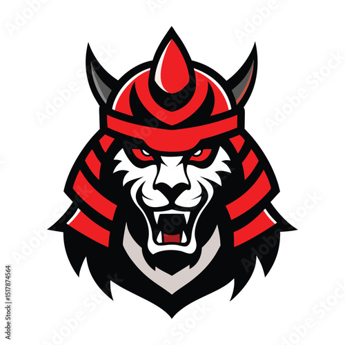 Samurai Tiger Head Mascot vector art