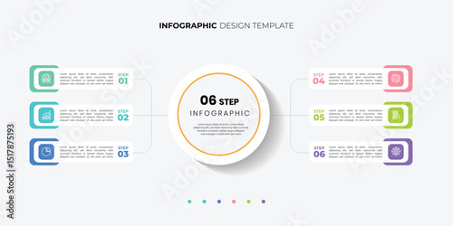 Infographic label design with circle infographic template design and 4,5,6 options or steps. Can be used for process diagram, presentations, workflow layout, 