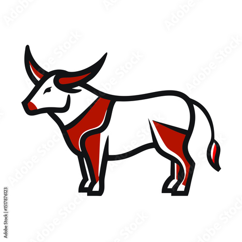 Standing ox in red and black Chinese zodiac design