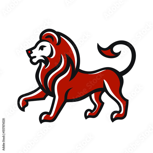 Leo zodiac lion in bold red and black tribal style