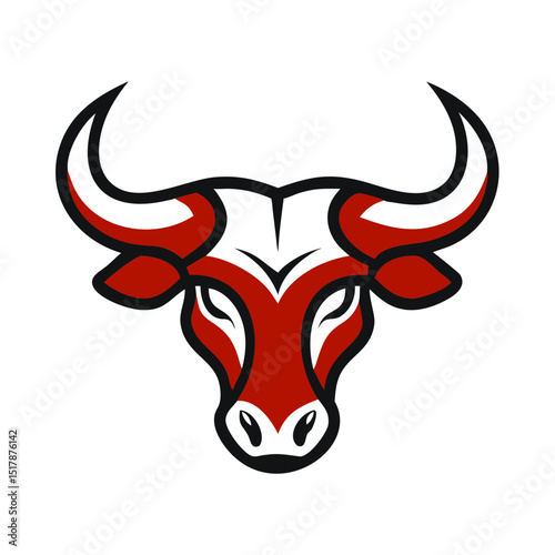 Taurus zodiac bull head in bold red tribal design