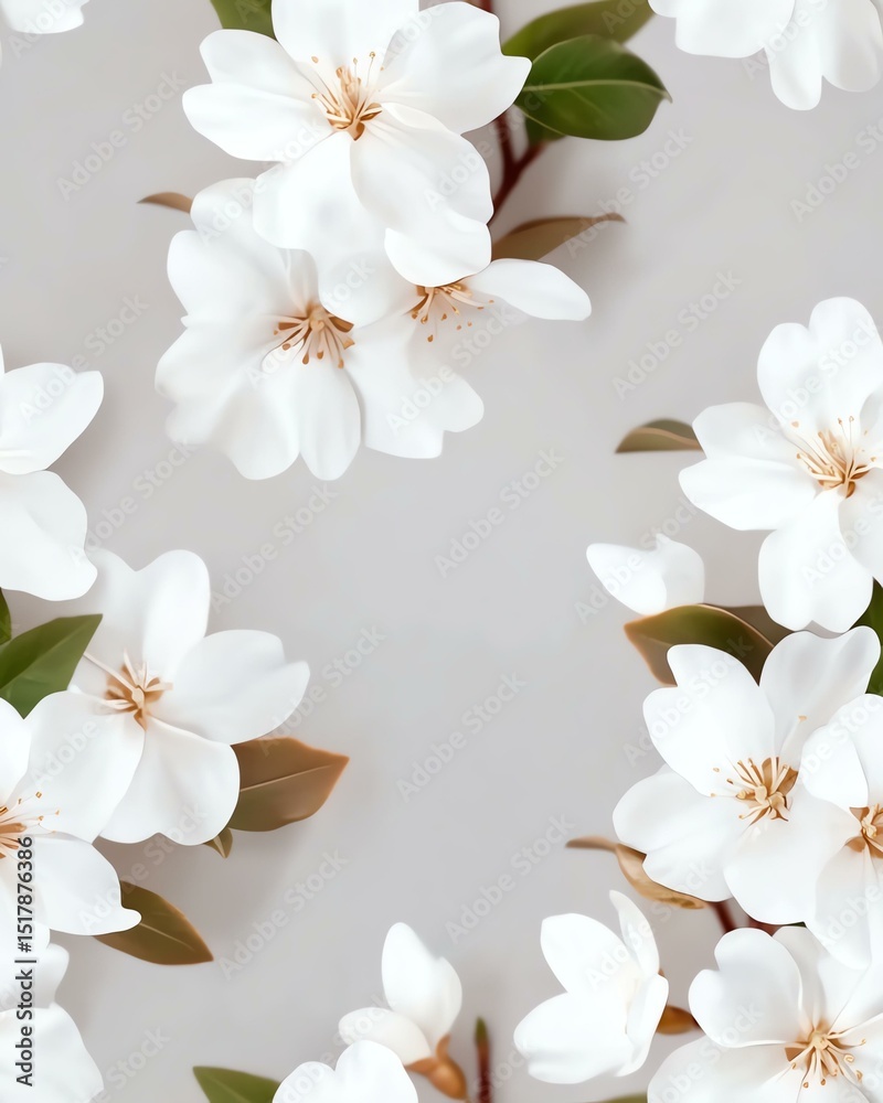 Obraz premium Seamless Pattern Delicate white flowers on a soft background.