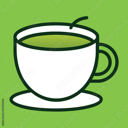 Green Tea Cup Vector line art