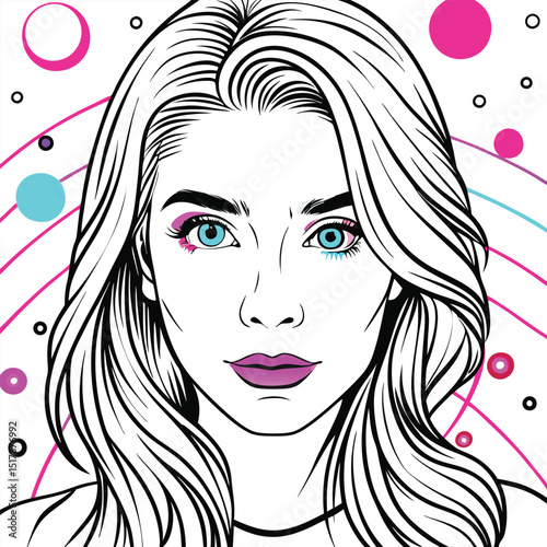 hand draw portrait beautiful women  