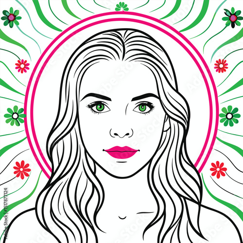 hand draw portrait beautiful women  