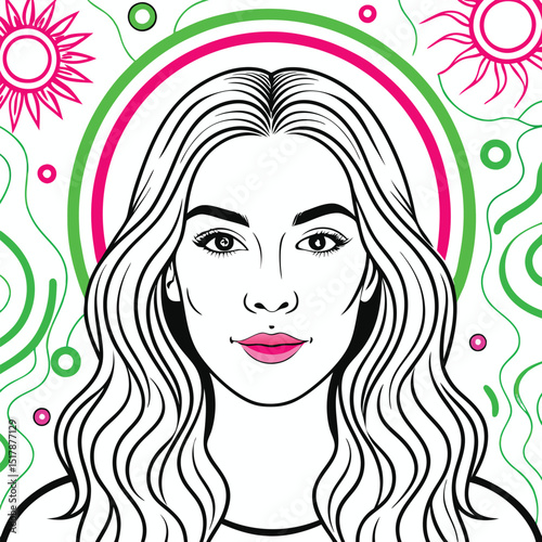 hand draw portrait beautiful women  