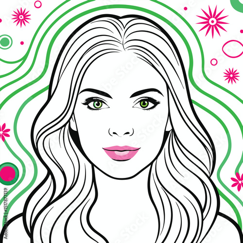 hand draw portrait beautiful women  