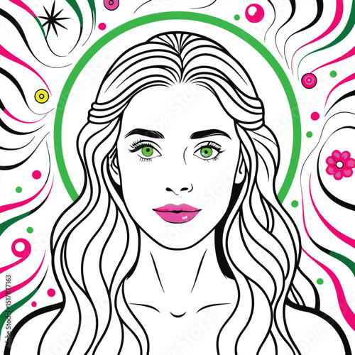 hand draw portrait beautiful women  