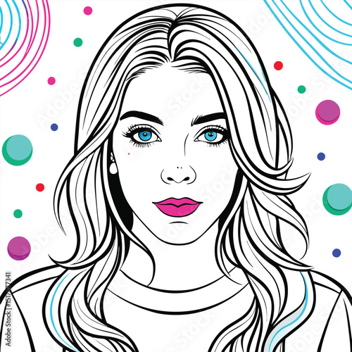 hand draw portrait beautiful women  