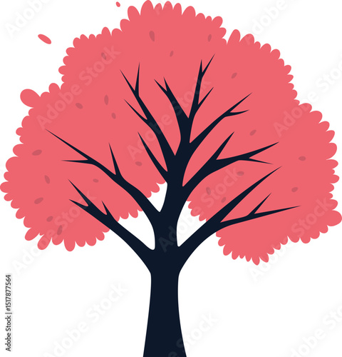 Pink tree clipart design illustration
