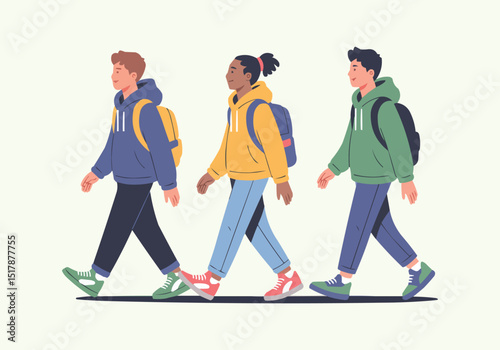 Backpack Tourist Looking Through Binoculars Vector — Travel Flat Style