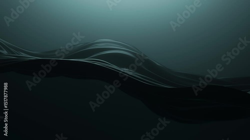 Calm dark 3D wave animation loop. Minimal abstract background in obsidian black with soft lighting.