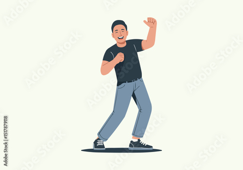 Happy Dancing Man Vector — Energetic Flat Full-Body Illustration