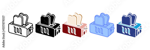 Toaster Icon Set Multiple Style Collection