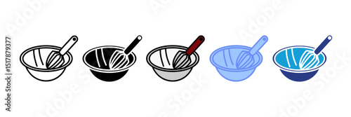 Mixing Bowl Icon Set Multiple Style Collection
