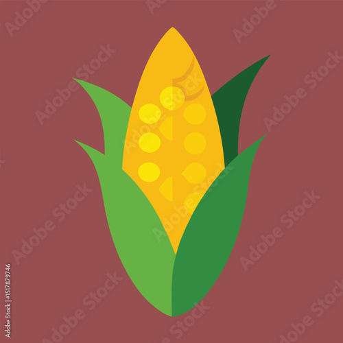 Boiled Corn on Cob Icon  floral background