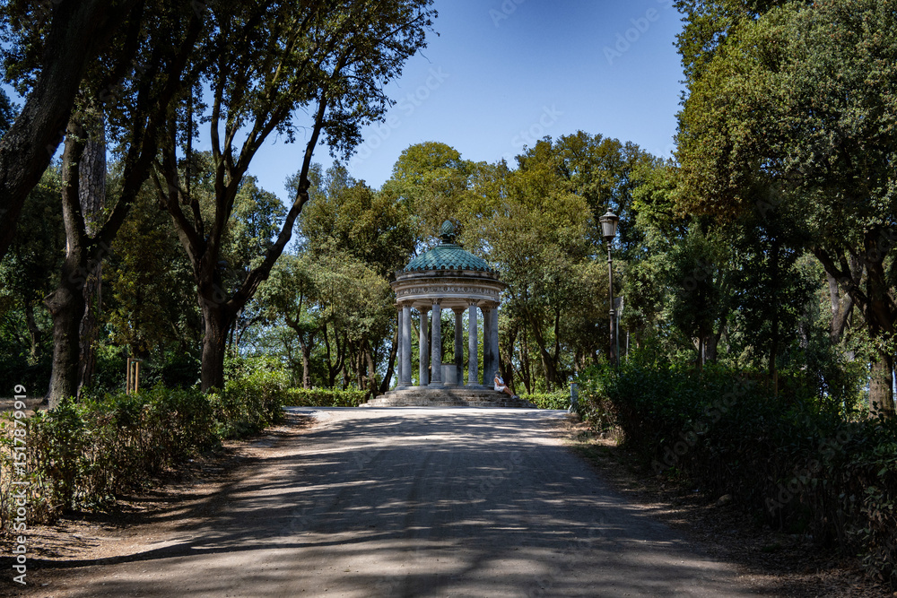 Naklejka premium View of the Diana monument in the gardens of Villa Borghese in Rome