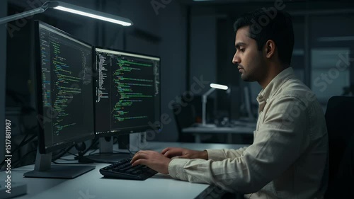 Wallpaper Mural Focused programmer at night Torontodigital.ca