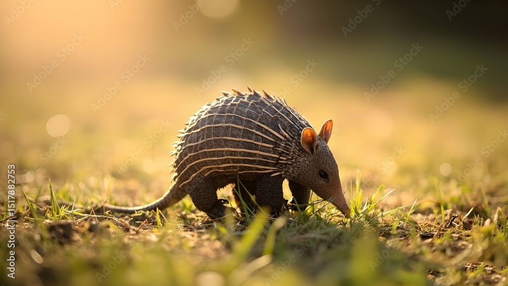 Obraz premium Adorable Armadillo Walking Through Grass